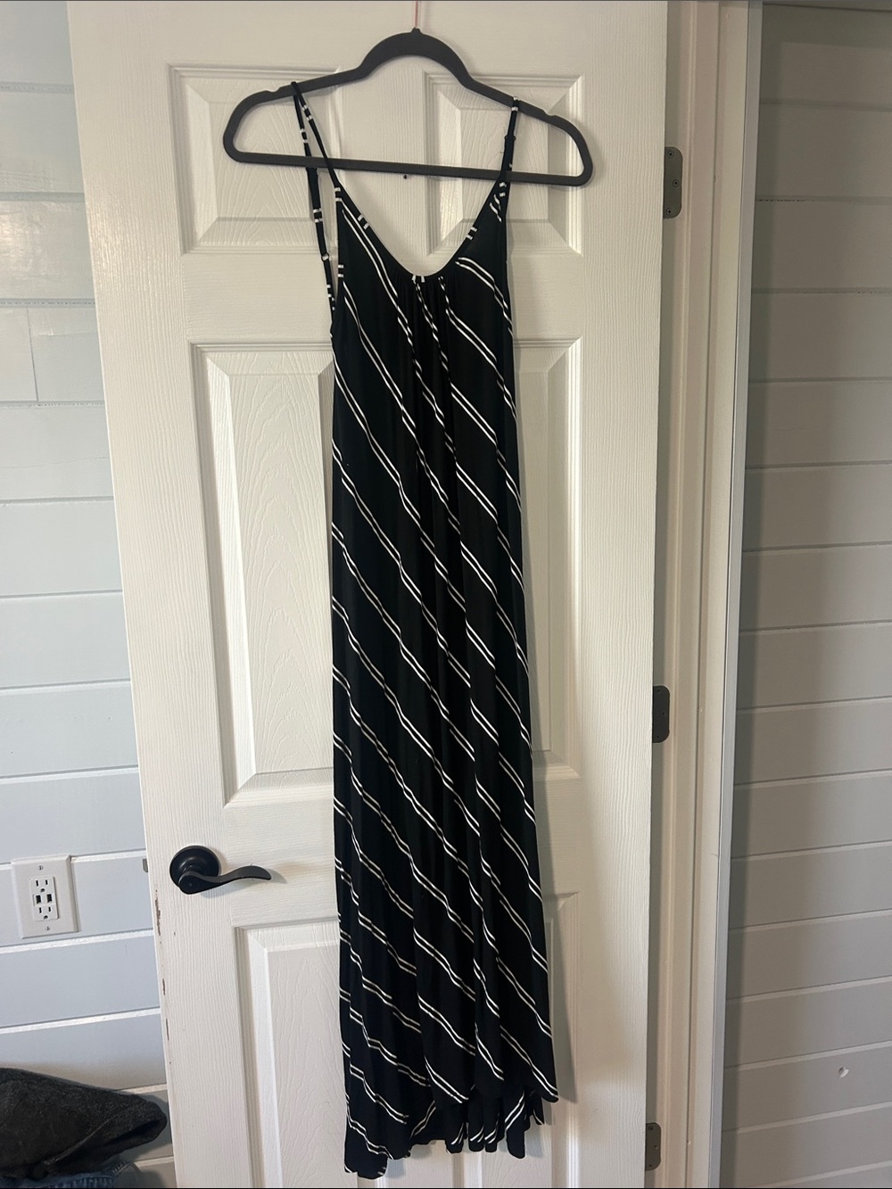 Vici Black & White Striped Spaghetti-Strap Maxi Dress